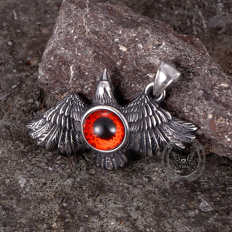 Vintage Falcon Wings Devil Eye Stainless Steel Pendant