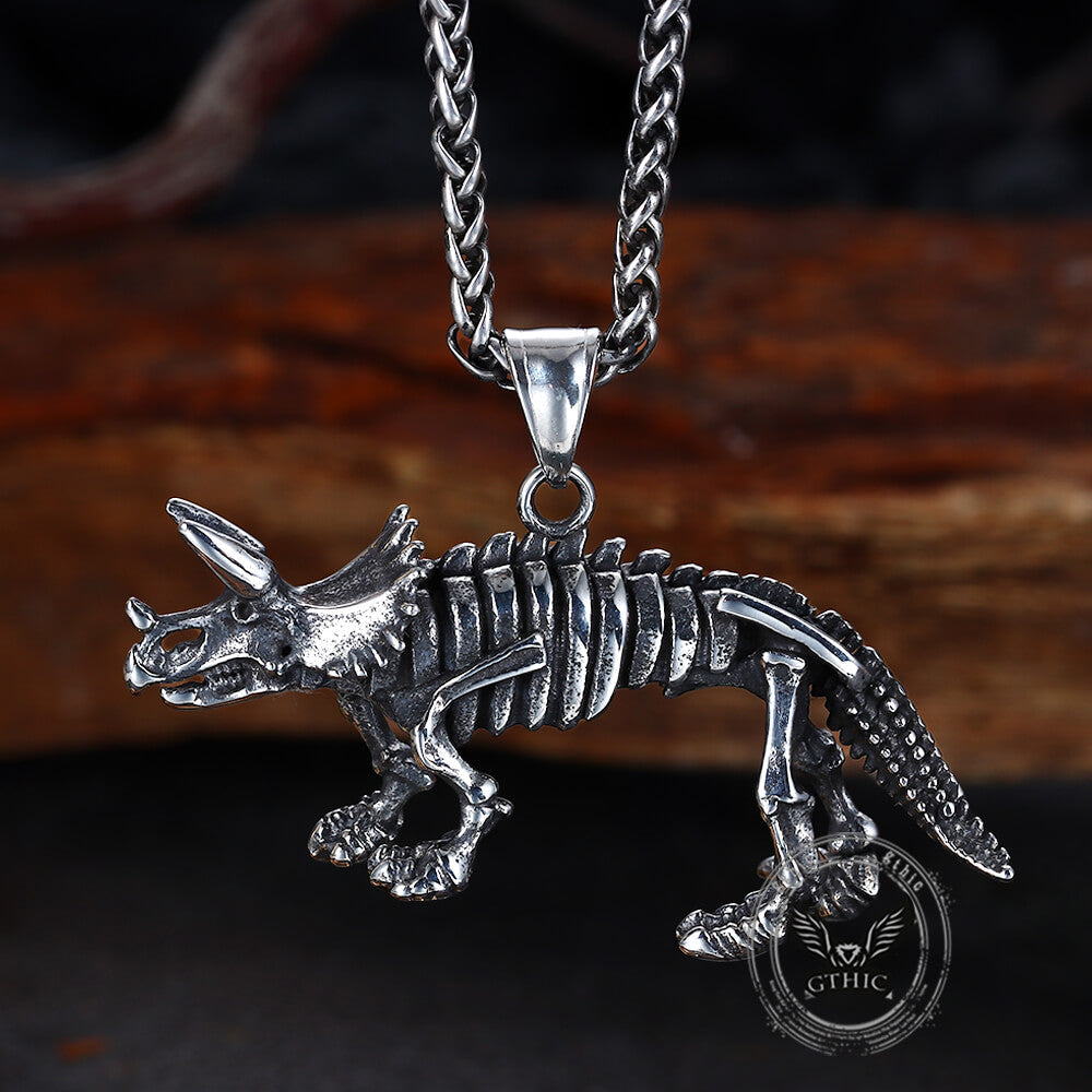 Vintage Ferocious Dinosaur Stainless Steel Pendant