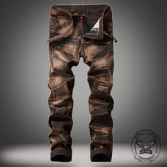 Vintage Four-Color Tie-Dye Biker Straight Jeans