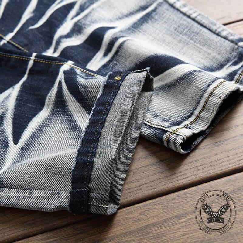 Vintage Four-Color Tie-Dye Biker Straight Jeans