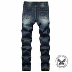 Vintage Patches Decoration Ripped Straight Jeans