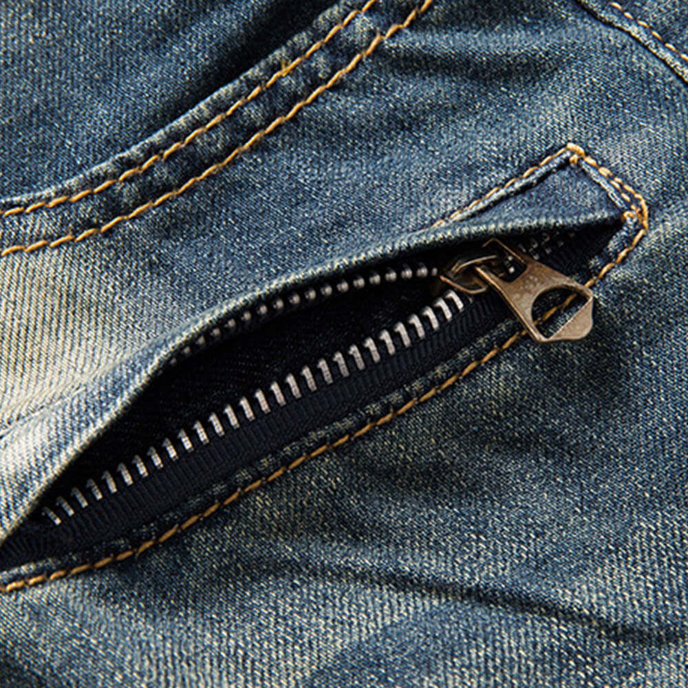 Vintage Punk Ripped Biker Straight Jeans