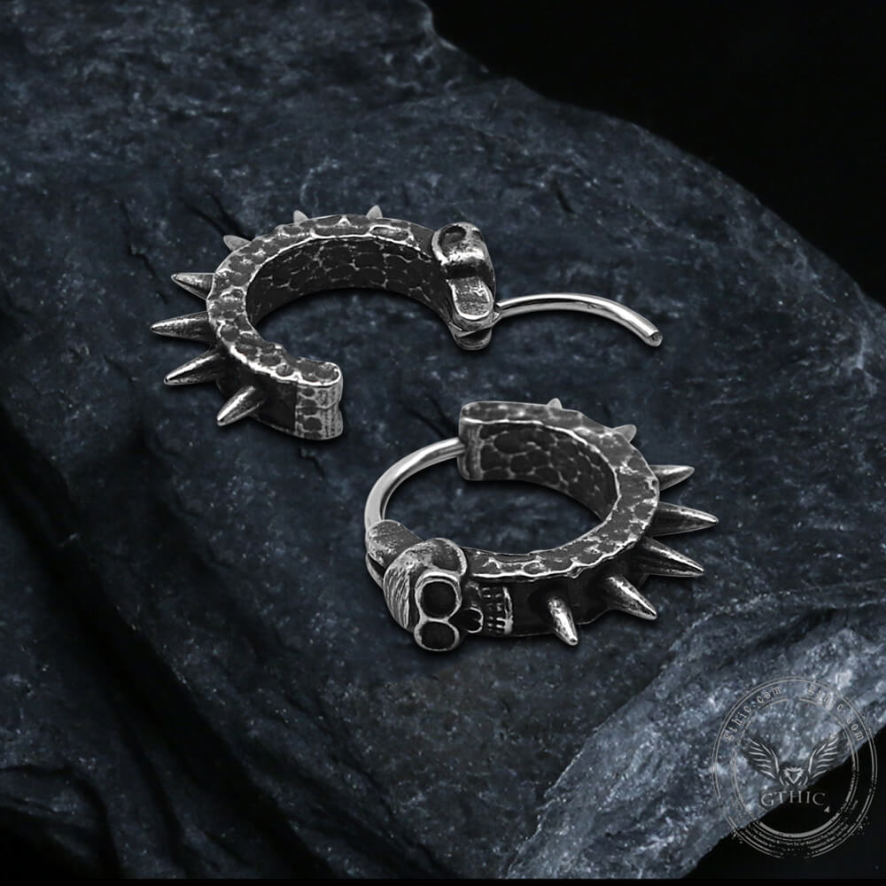 Vintage Skull and Thorns Stainless Steel Earrings