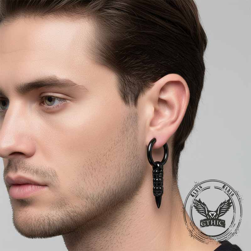 Vintage Stacked Skull Bullet Stainless Steel Earrings