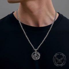 Vintage Viking Coiled Dragon Stainless Steel Pendant