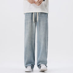 Vintage Washed Elastic Waist Lyocell Wide-Leg Jeans