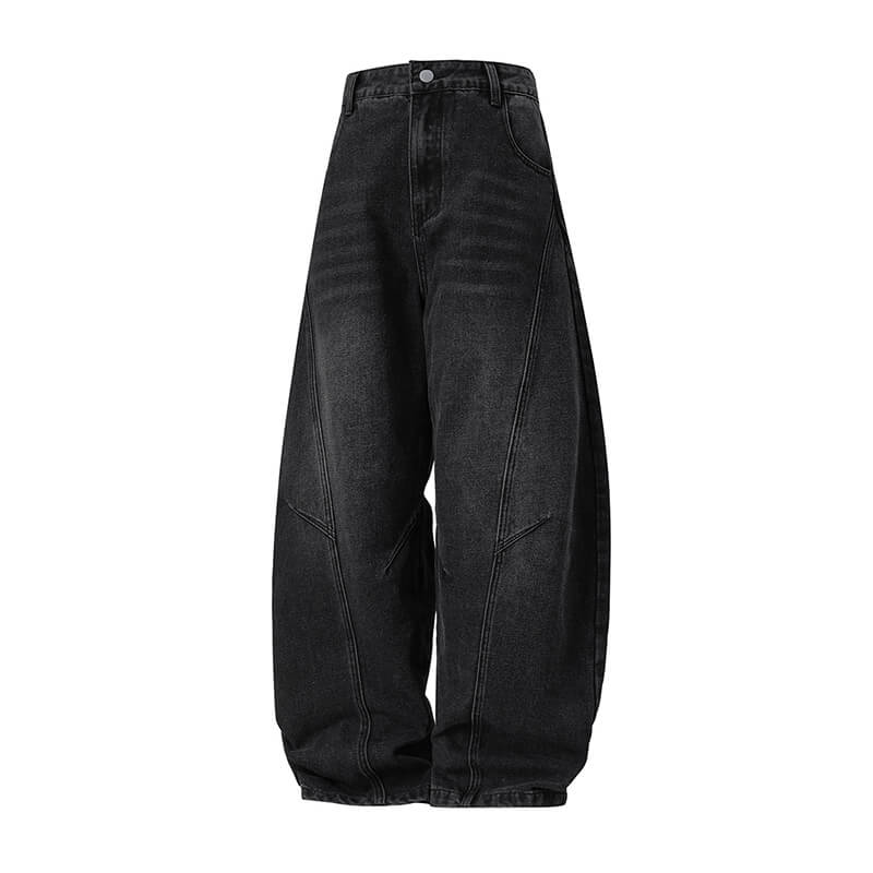 Vintage Washed Loose Casual Scimitar Jeans