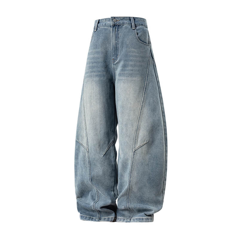 Vintage Washed Loose Casual Scimitar Jeans