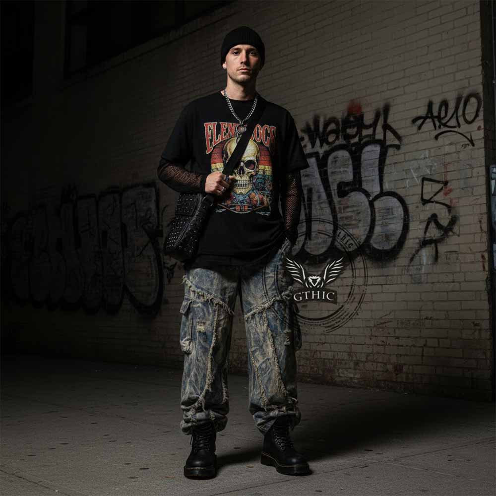 Wasteland-Style Y2K Washed Distressed Baggy Jeans