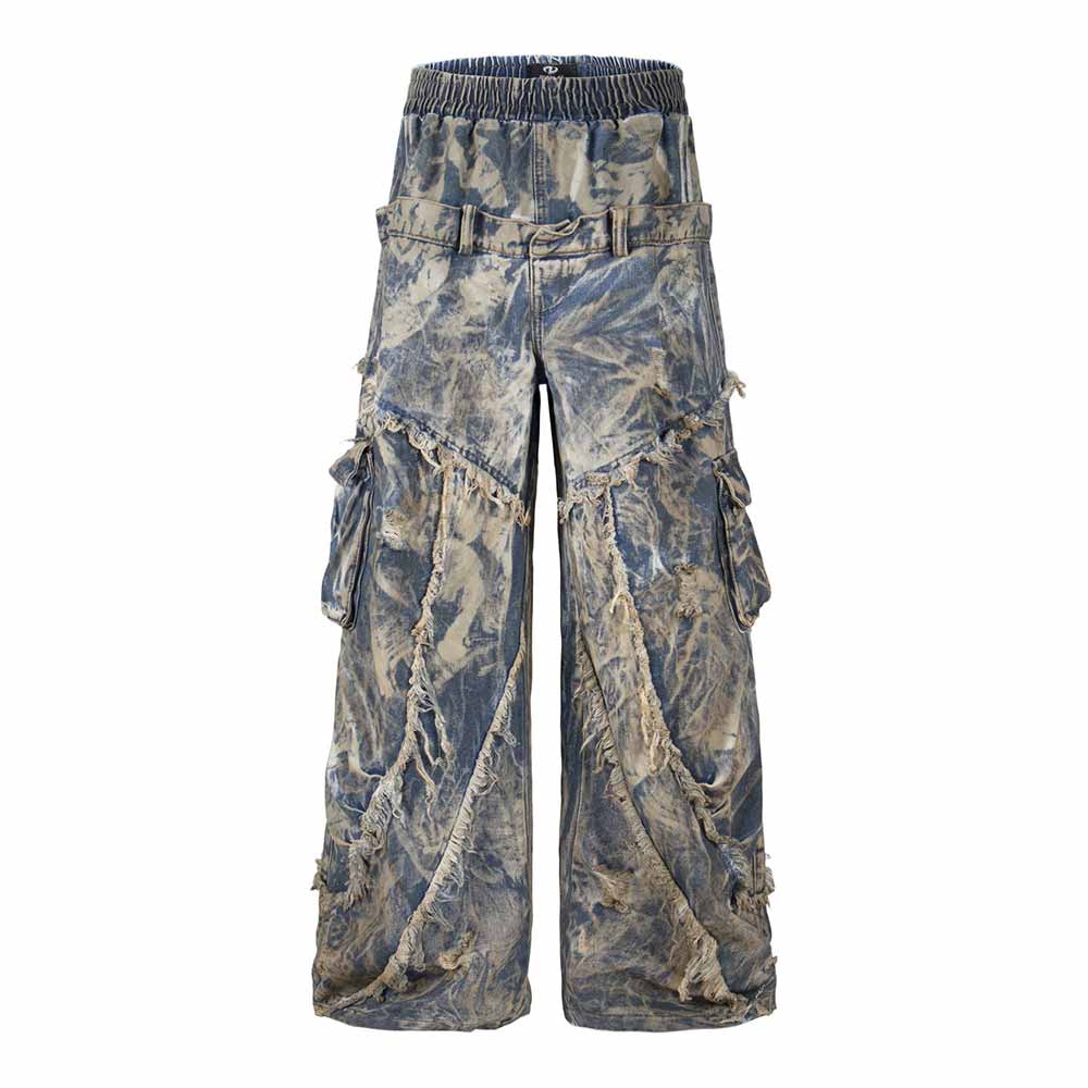 Wasteland-Style Y2K Washed Distressed Baggy Jeans