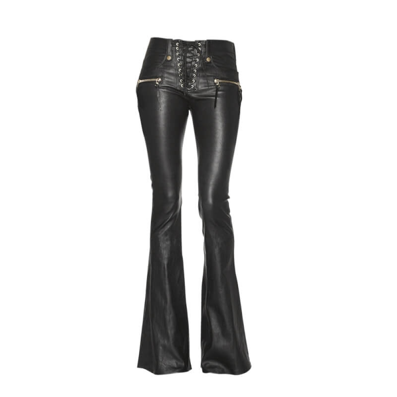 Women's Slim Lace-Up Flared Pants
