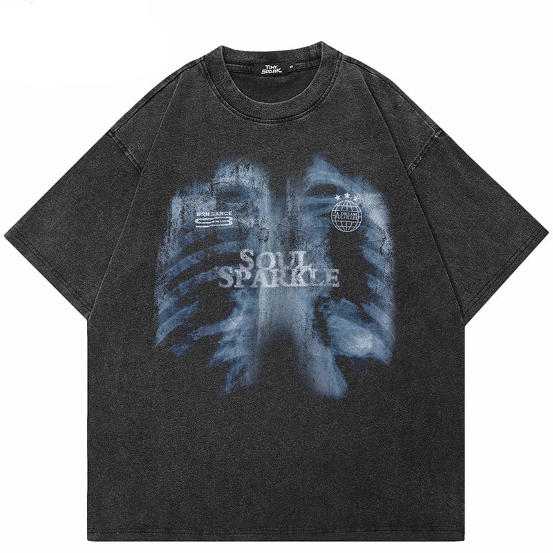 X-Ray Skeleton Printed Y2K Graphic Tees