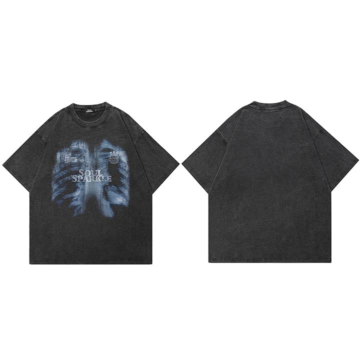 X-Ray Skeleton Printed Y2K Graphic Tees
