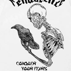Y2K Crow Skull Graphic T Shirt