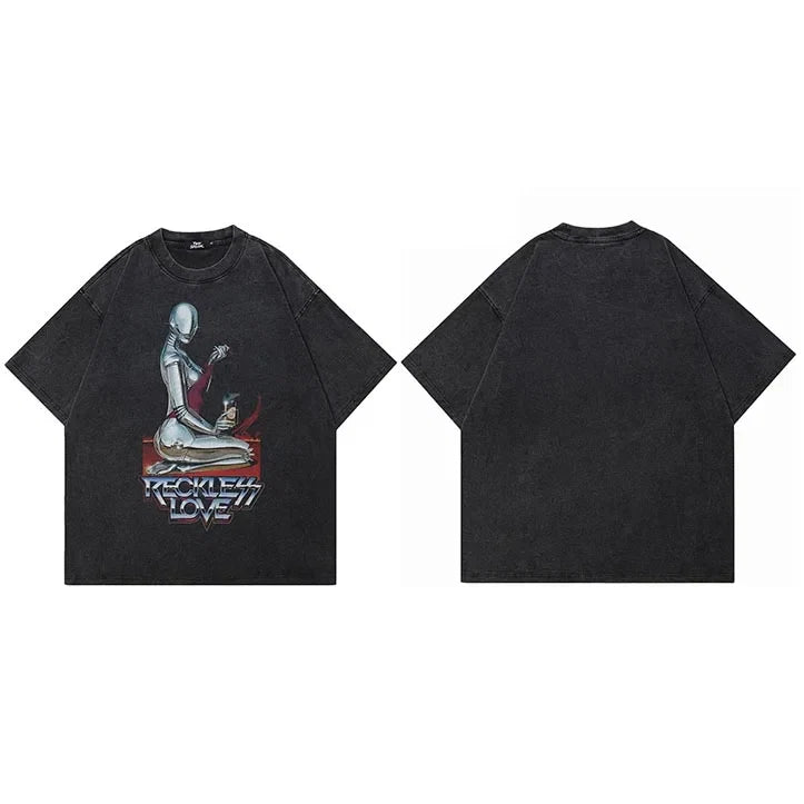 Y2K Cyber Graphic T Shirt