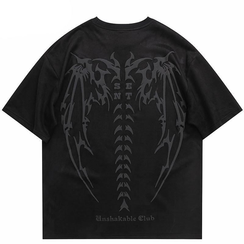 Y2K Devil Wings Skeleton Graphic T-Shirt