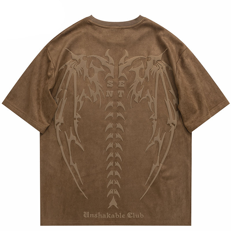 Y2K Devil Wings Skeleton Graphic T-Shirt
