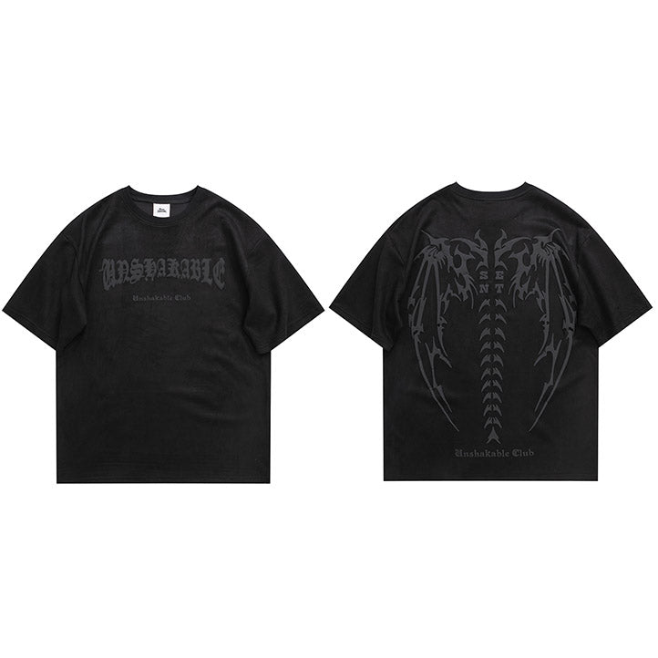 Y2K Devil Wings Skeleton Graphic T-Shirt