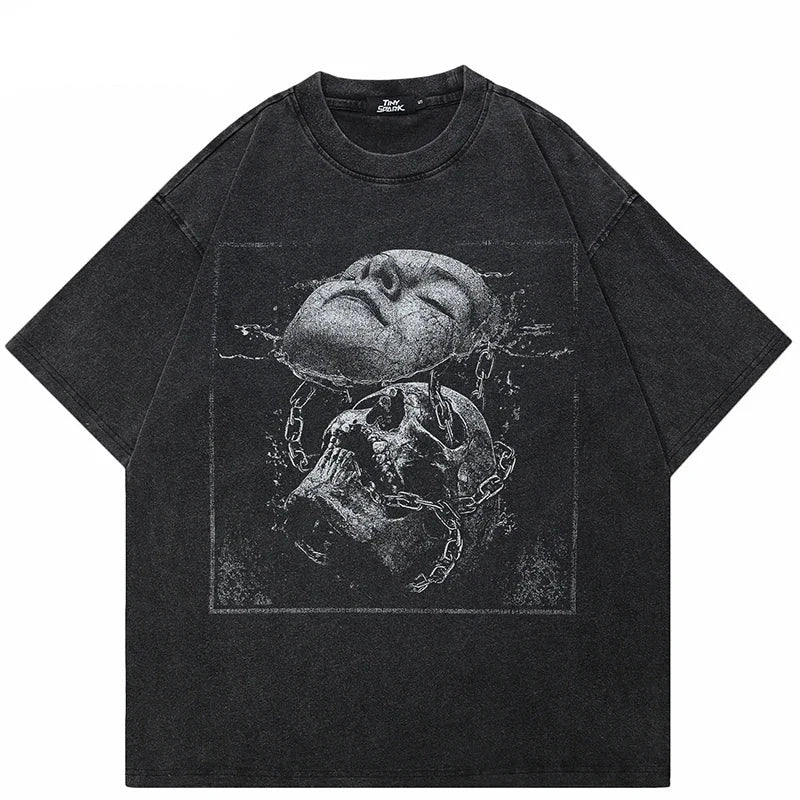 Y2K Skull Graphic T Shirt