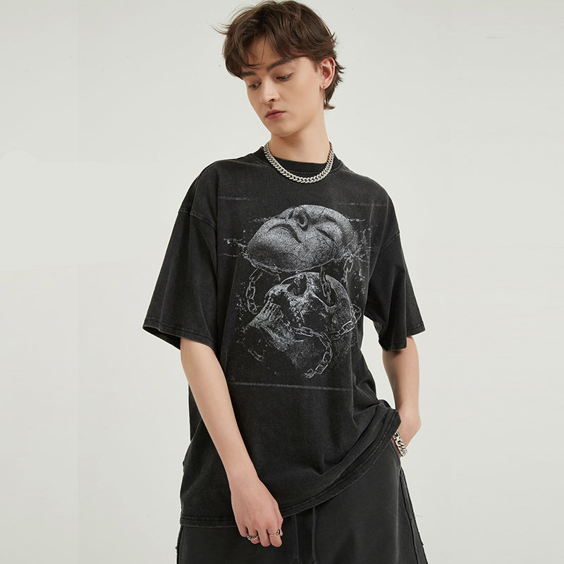 Y2K Skull Graphic T Shirt